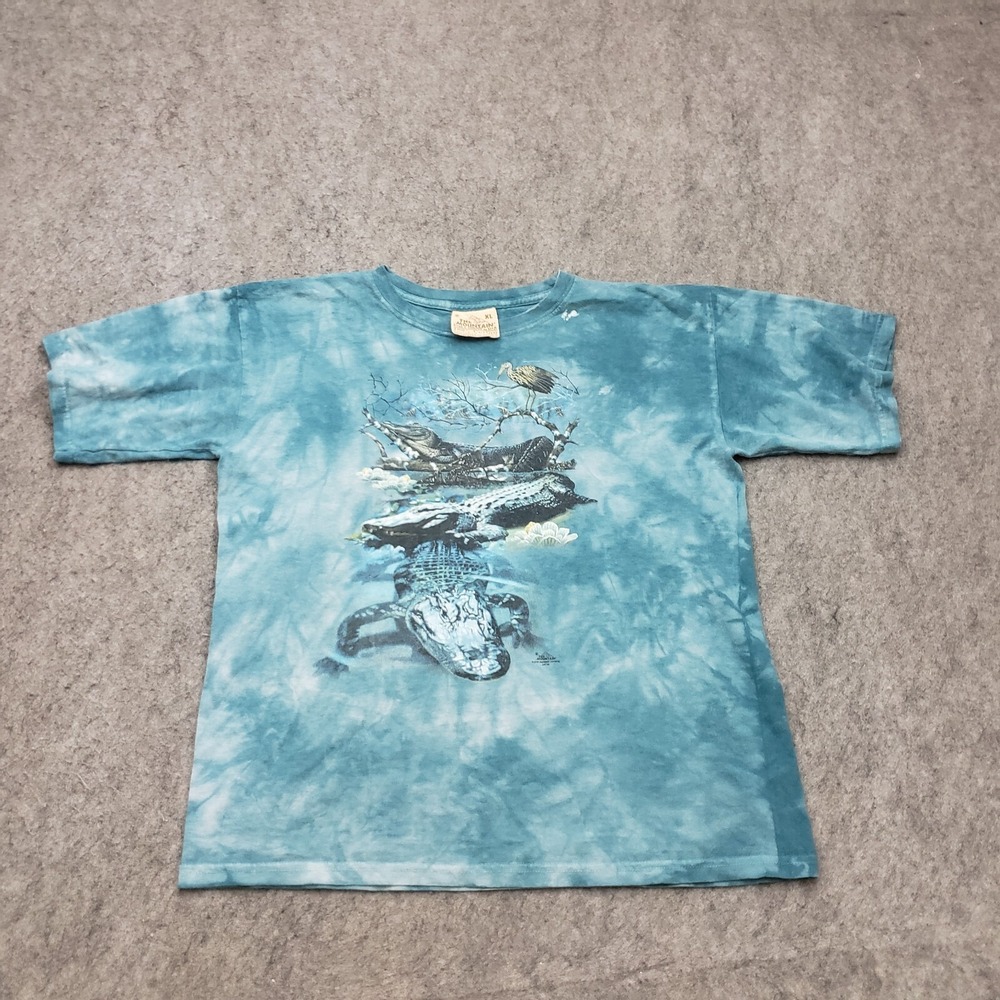 VINTAGE The Mountain Shirt Womens Extra Large Blue Tie Dye Crocodile Ladies‎ Y2K
